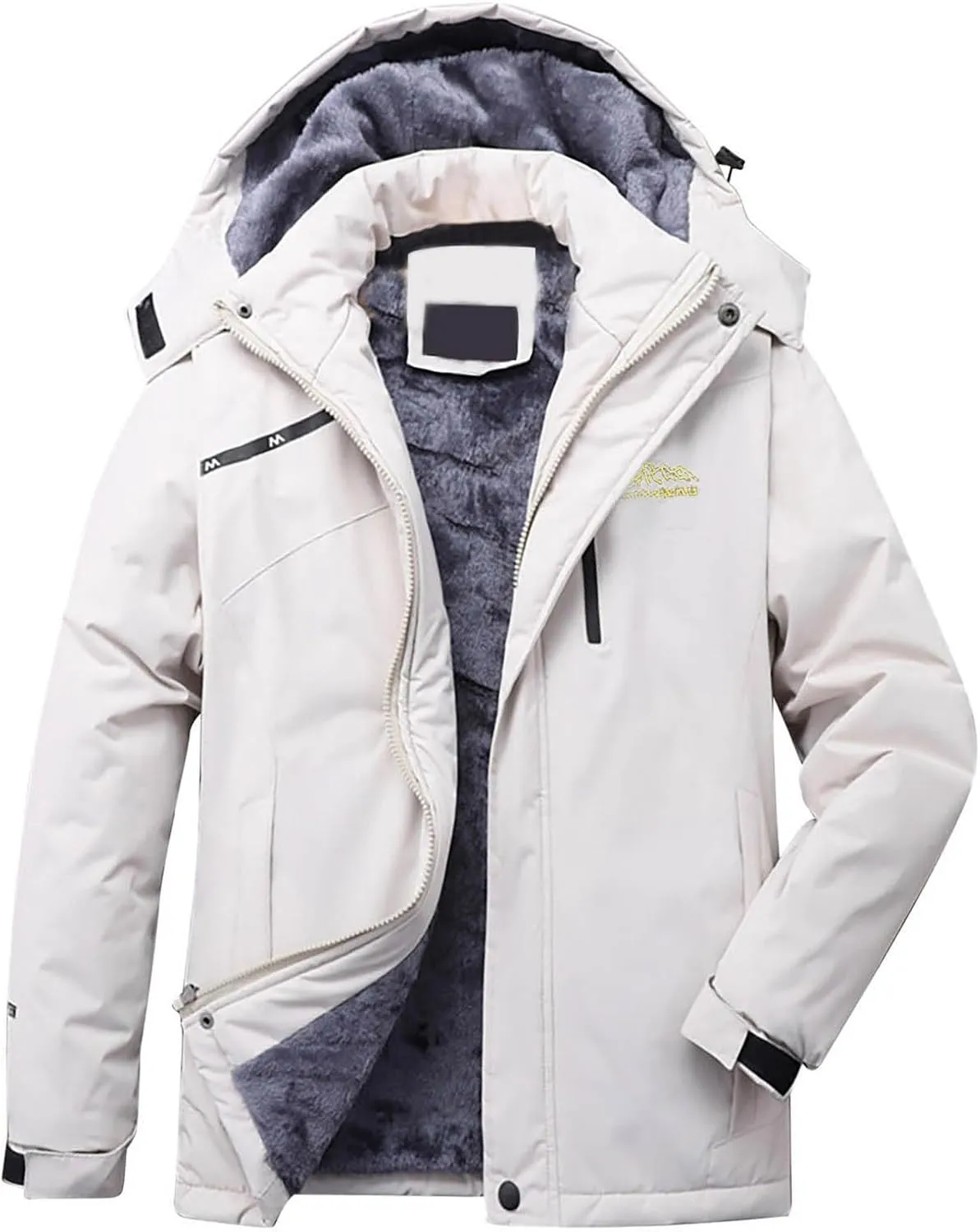 Waterproof Rain Jacket Women Lightweight Outdoor Raincoat Classic Fleece Lining Winter Warm Hoodie for Hiking Travel
