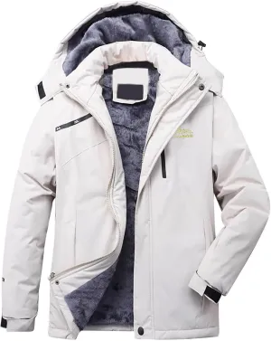 Waterproof Rain Jacket Women Lightweight Outdoor Raincoat Classic Fleece Lining Winter Warm Hoodie for Hiking Travel