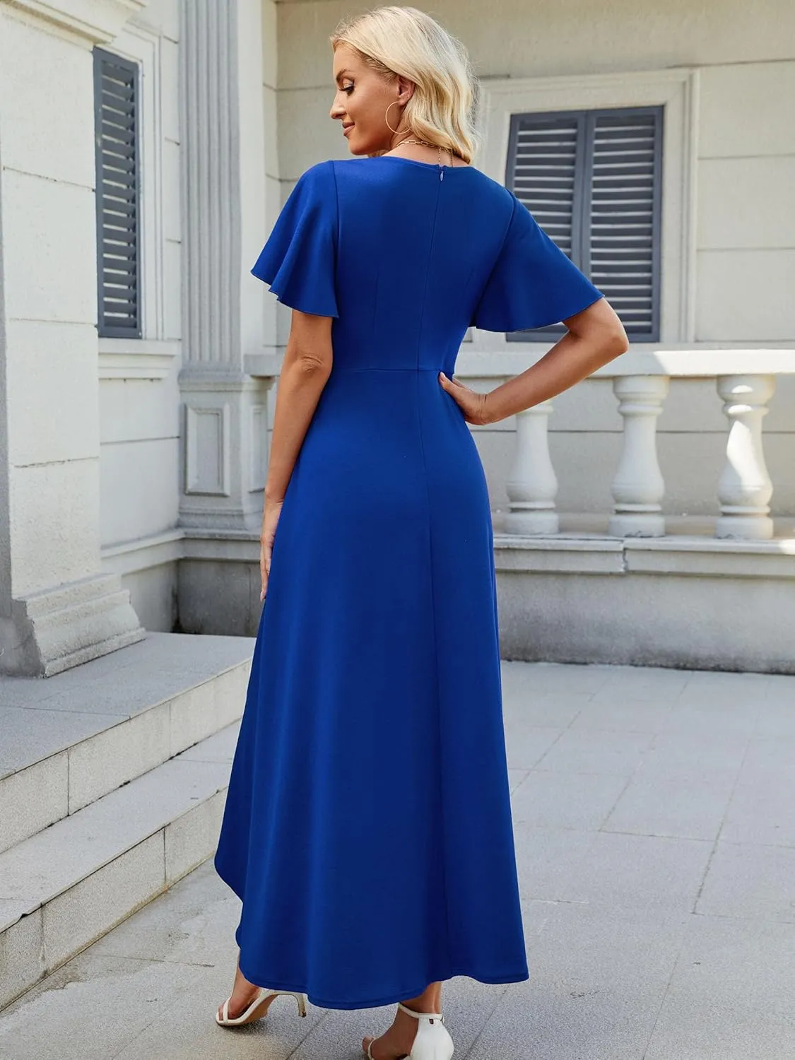 Wedding Guest Dresses for Women Have Pockets Cocktail Dress Ruffle Sleeve A Line Evening Party Formal Dresses for Women