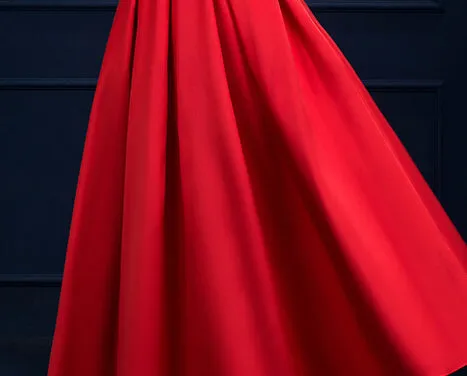 Wine Red Lace Embroidery Luxury Satin Evening Dress