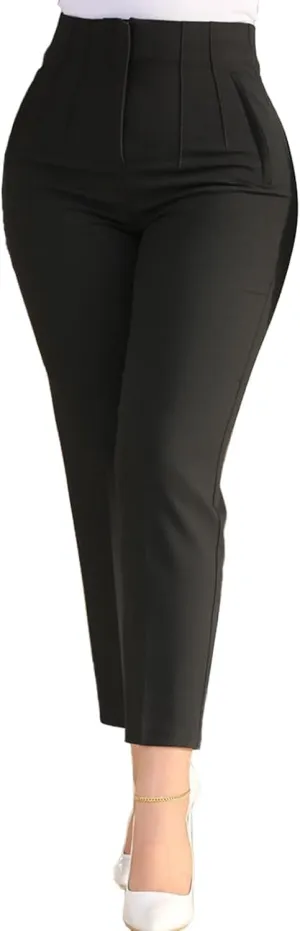 Womens Straight Leg Pants 2024 High Waisted Stretchy Business Casual Work Pants Dress Office Trousers with Pockets