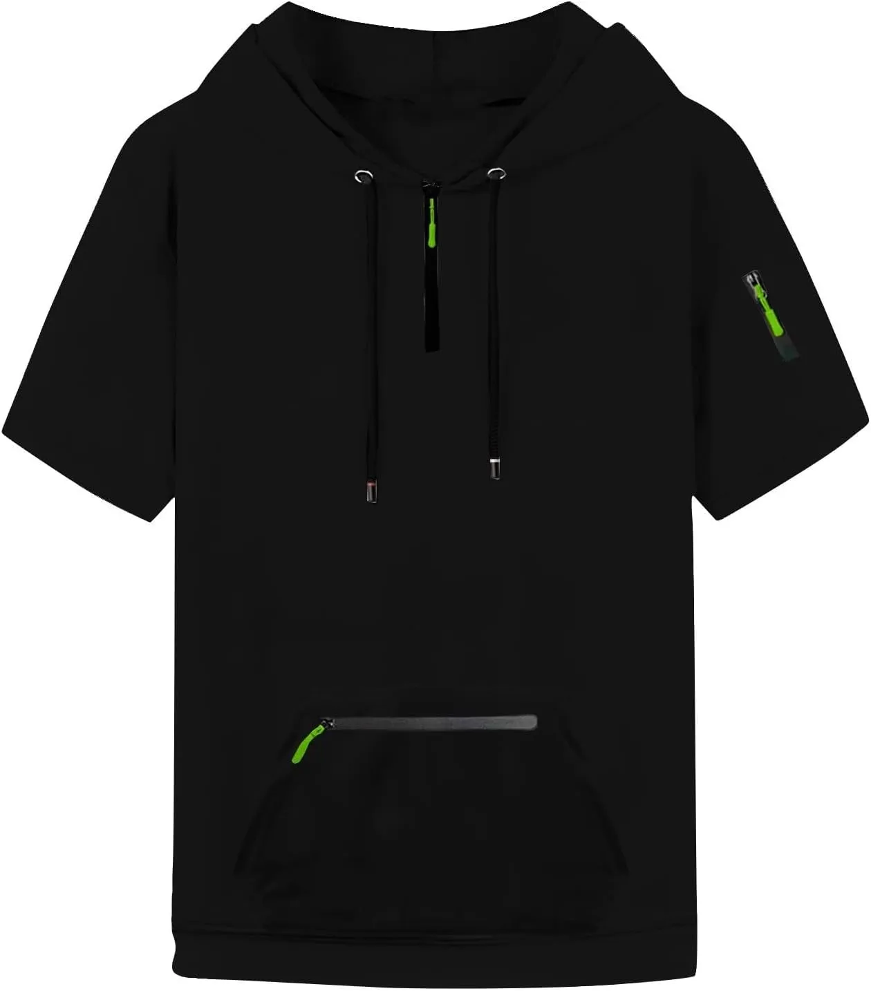 Workout Hoodies for Men Zip Up Short Sleeve Slim Fit Pocket Casual Tshirts Pullover Summer Gym Training Muscle Tees